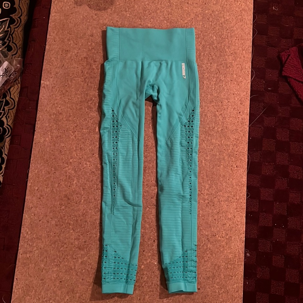 Gymshark seamless workout pants in turquoise